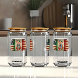 American Mexican Flag Glass Can Virgin Mary Mexico Heritage Mexican Roots TS10 Print Your Wear