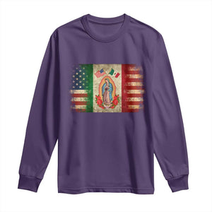 American Mexican Flag Long Sleeve Shirt Virgin Mary Mexico Heritage Mexican Roots TS10 Purple Print Your Wear
