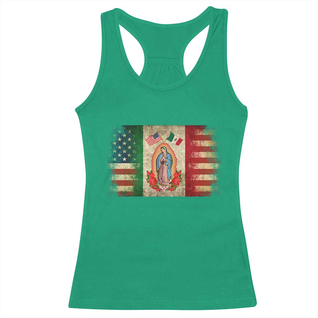 American Mexican Flag Racerback Tank Top Virgin Mary Mexico Heritage Mexican Roots TS10 Irish Green Print Your Wear