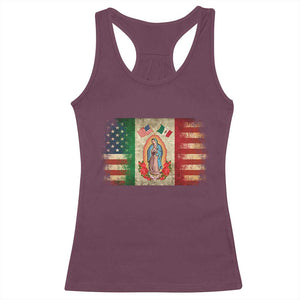American Mexican Flag Racerback Tank Top Virgin Mary Mexico Heritage Mexican Roots TS10 Maroon Print Your Wear
