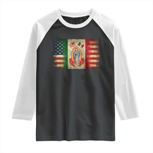 American Mexican Flag Raglan Shirt Virgin Mary Mexico Heritage Mexican Roots TS10 Black White Print Your Wear