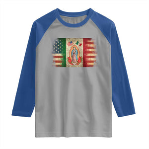 American Mexican Flag Raglan Shirt Virgin Mary Mexico Heritage Mexican Roots TS10 Sport Gray Royal Print Your Wear