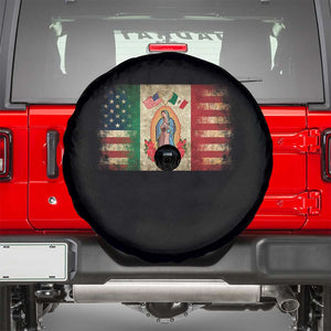 American Mexican Flag Spare Tire Cover Virgin Mary Mexico Heritage Mexican Roots TS10 Black Print Your Wear