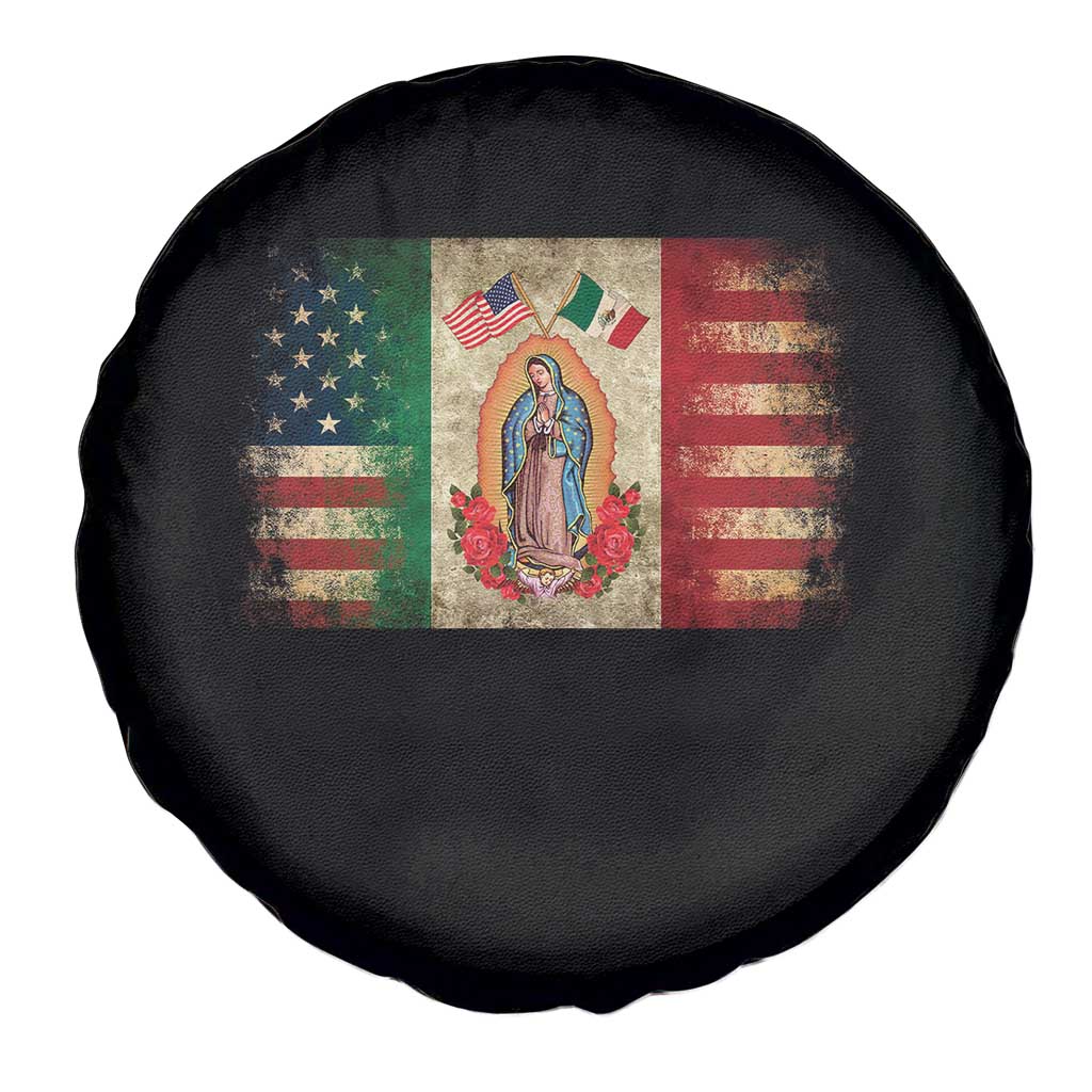 American Mexican Flag Spare Tire Cover Virgin Mary Mexico Heritage Mexican Roots TS10 Print Your Wear