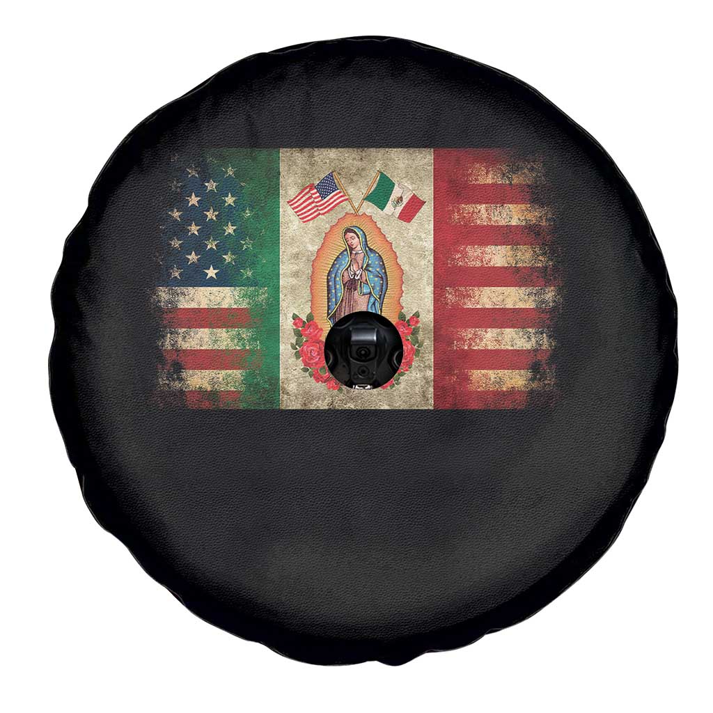 American Mexican Flag Spare Tire Cover Virgin Mary Mexico Heritage Mexican Roots TS10 Print Your Wear