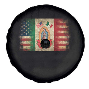 American Mexican Flag Spare Tire Cover Virgin Mary Mexico Heritage Mexican Roots TS10 Print Your Wear