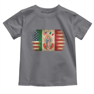 American Mexican Flag Toddler T Shirt Virgin Mary Mexico Heritage Mexican Roots TS10 Charcoal Print Your Wear