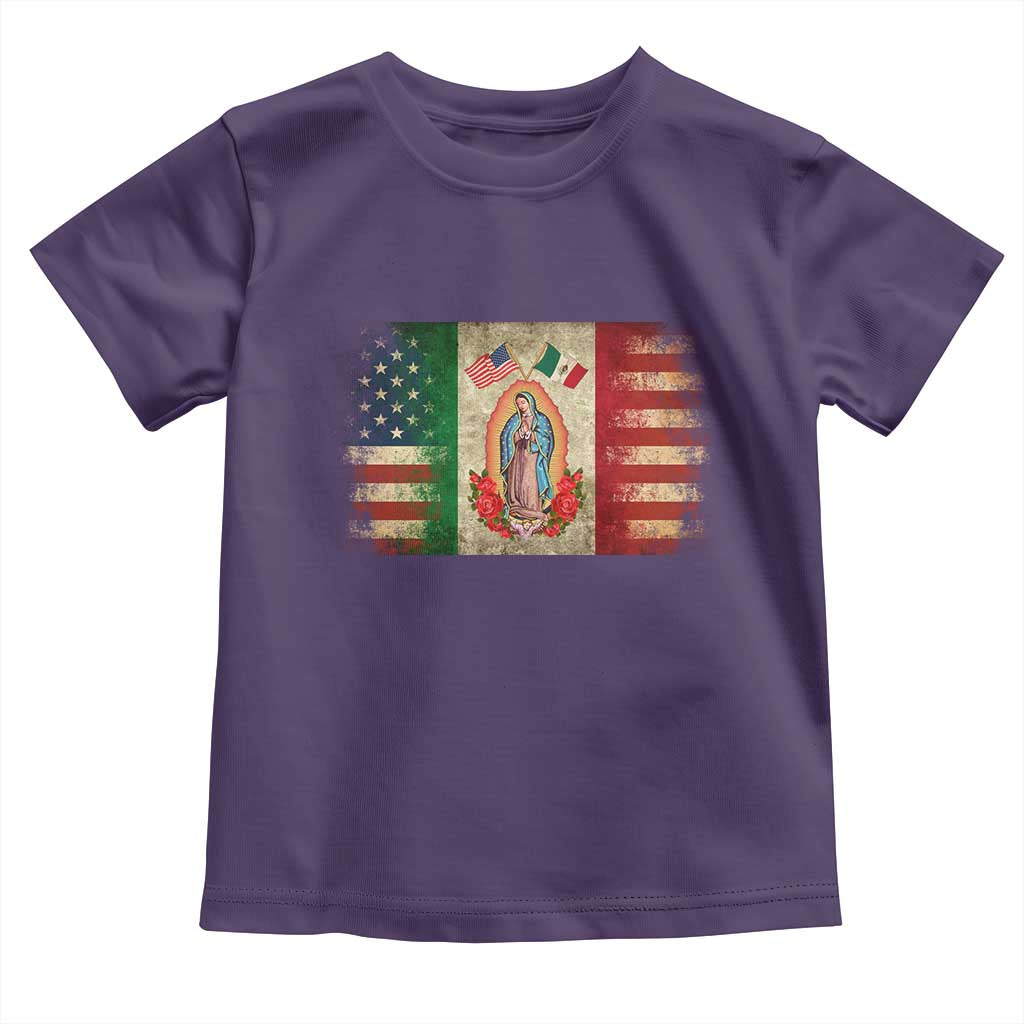 American Mexican Flag Toddler T Shirt Virgin Mary Mexico Heritage Mexican Roots TS10 Purple Print Your Wear