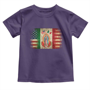 American Mexican Flag Toddler T Shirt Virgin Mary Mexico Heritage Mexican Roots TS10 Purple Print Your Wear