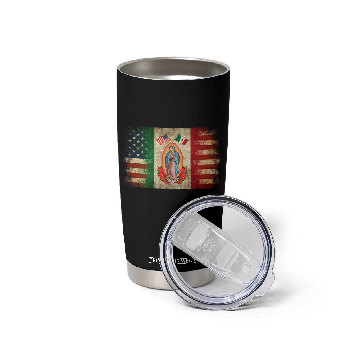 American Mexican Flag Tumbler Cup Virgin Mary Mexico Heritage Mexican Roots TS10 Print Your Wear