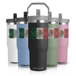 Eagle Mexican Flag Flip Straw Tumbler Aztecs Mexico Heritage Roots TS10 Print Your Wear