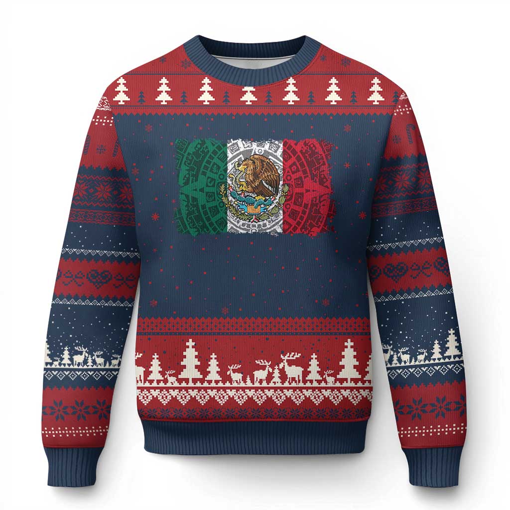 Eagle Mexican Flag Ugly Christmas Sweater Aztecs Mexico Heritage Roots TS10 Navy Red Print Your Wear