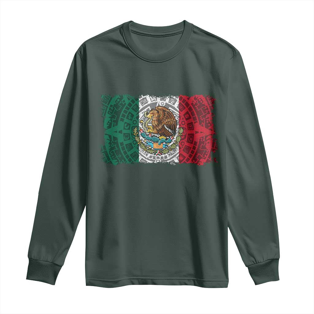 Eagle Mexican Flag Long Sleeve Shirt Aztecs Mexico Heritage Roots TS10 Dark Forest Green Print Your Wear