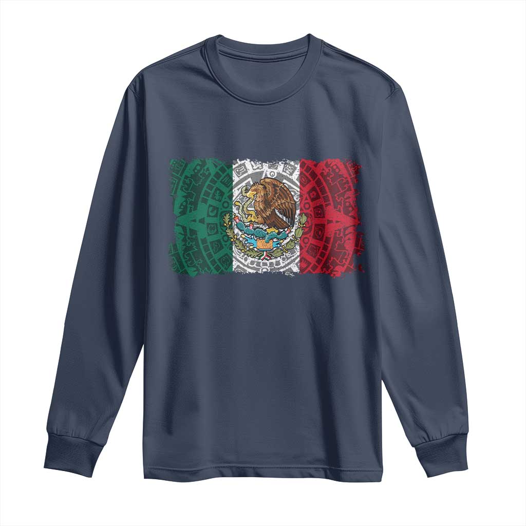 Eagle Mexican Flag Long Sleeve Shirt Aztecs Mexico Heritage Roots TS10 Navy Print Your Wear