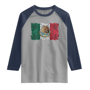 Eagle Mexican Flag Raglan Shirt Aztecs Mexico Heritage Roots TS10 Sport Gray Navy Print Your Wear
