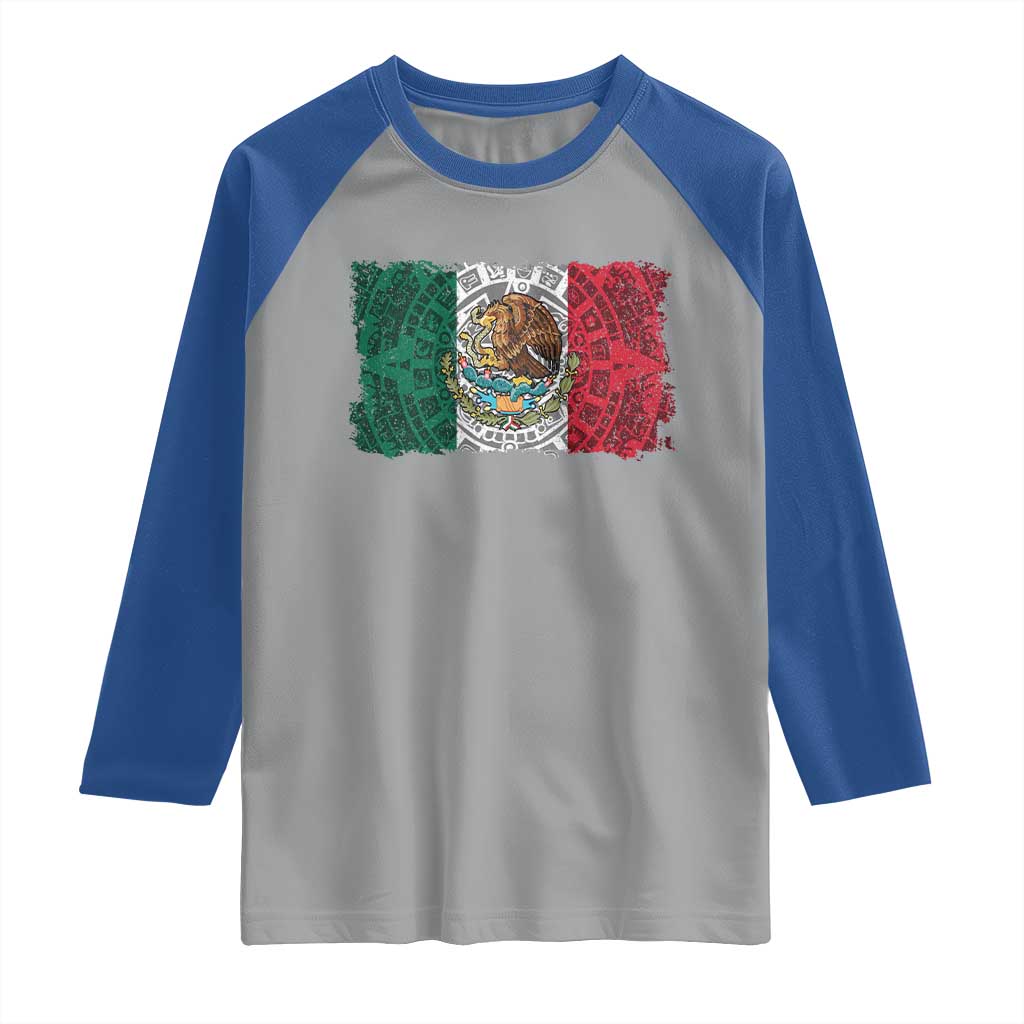 Eagle Mexican Flag Raglan Shirt Aztecs Mexico Heritage Roots TS10 Sport Gray Royal Print Your Wear