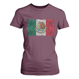 Eagle Mexican Flag T Shirt For Women Aztecs Mexico Heritage Roots TS10 Maroon Print Your Wear