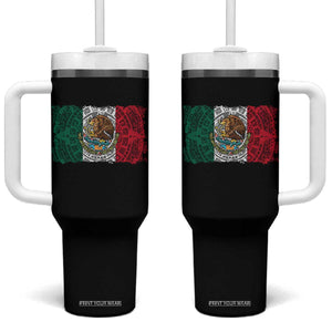 Eagle Mexican Flag Tumbler With Handle Aztecs Mexico Heritage Roots TS10 One Size: 40 oz Black Print Your Wear