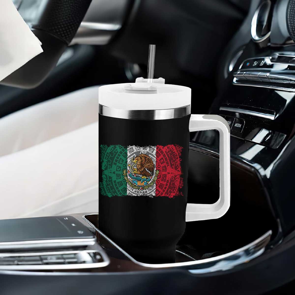 Eagle Mexican Flag Tumbler With Handle Aztecs Mexico Heritage Roots TS10 Print Your Wear