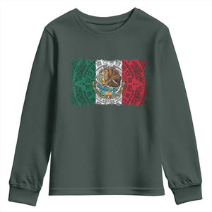 Eagle Mexican Flag Youth Sweatshirt Aztecs Mexico Heritage Roots TS10 Dark Forest Green Print Your Wear