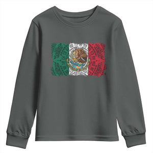 Eagle Mexican Flag Youth Sweatshirt Aztecs Mexico Heritage Roots TS10 Dark Heather Print Your Wear