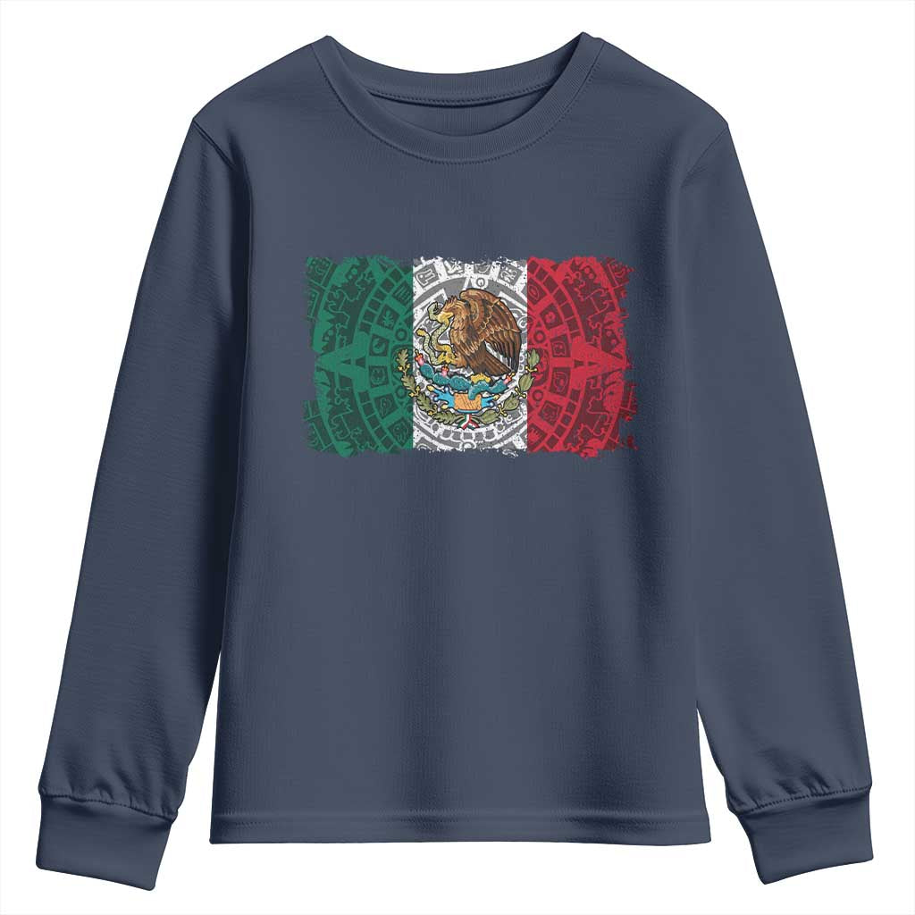 Eagle Mexican Flag Youth Sweatshirt Aztecs Mexico Heritage Roots TS10 Navy Print Your Wear
