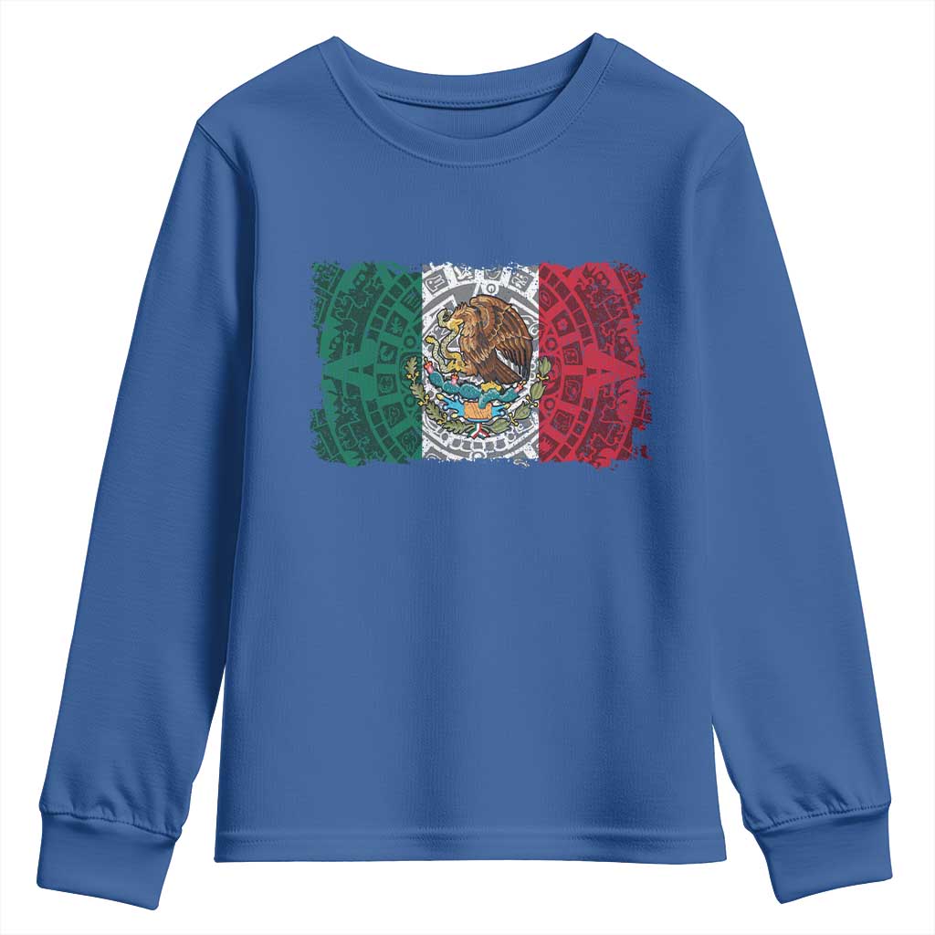 Eagle Mexican Flag Youth Sweatshirt Aztecs Mexico Heritage Roots TS10 Royal Blue Print Your Wear