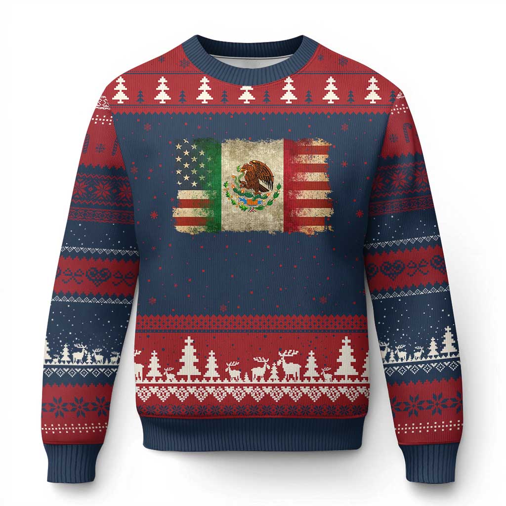 American Mexican Flag Ugly Christmas Sweater Mexico Heritage Mexican Roots TS10 Navy Red Print Your Wear