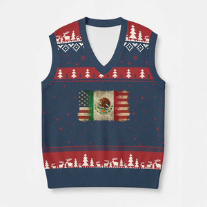 American Mexican Flag V-Neck Knit Sweater Vest Mexico Heritage Mexican Roots TS10 Navy Red Print Your Wear