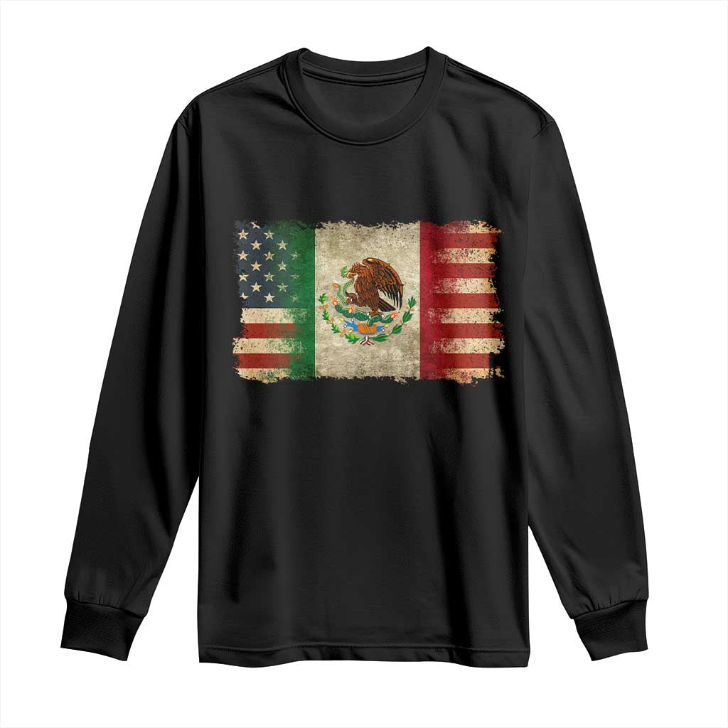 American Mexican Flag Long Sleeve Shirt Mexico Heritage Mexican Roots TS10 Black Print Your Wear