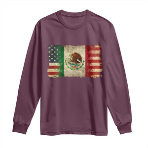 American Mexican Flag Long Sleeve Shirt Mexico Heritage Mexican Roots TS10 Maroon Print Your Wear