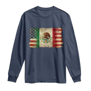 American Mexican Flag Long Sleeve Shirt Mexico Heritage Mexican Roots TS10 Navy Print Your Wear