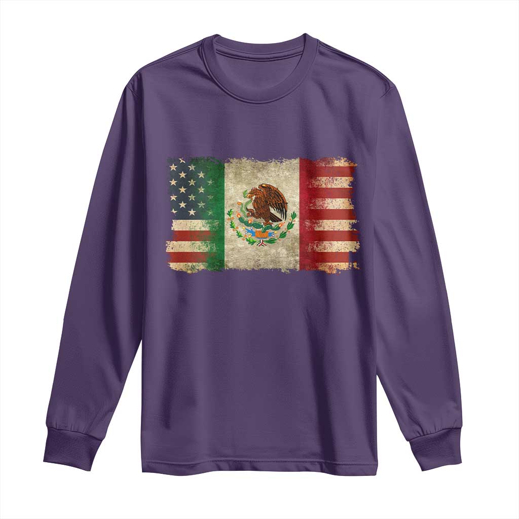 American Mexican Flag Long Sleeve Shirt Mexico Heritage Mexican Roots TS10 Purple Print Your Wear