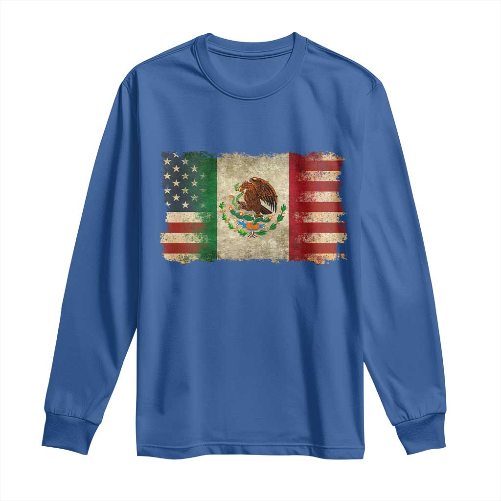 American Mexican Flag Long Sleeve Shirt Mexico Heritage Mexican Roots TS10 Royal Blue Print Your Wear