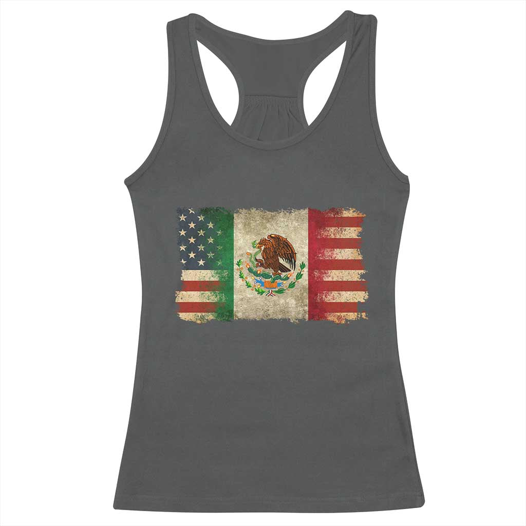 American Mexican Flag Racerback Tank Top Mexico Heritage Mexican Roots TS10 Dark Heather Print Your Wear
