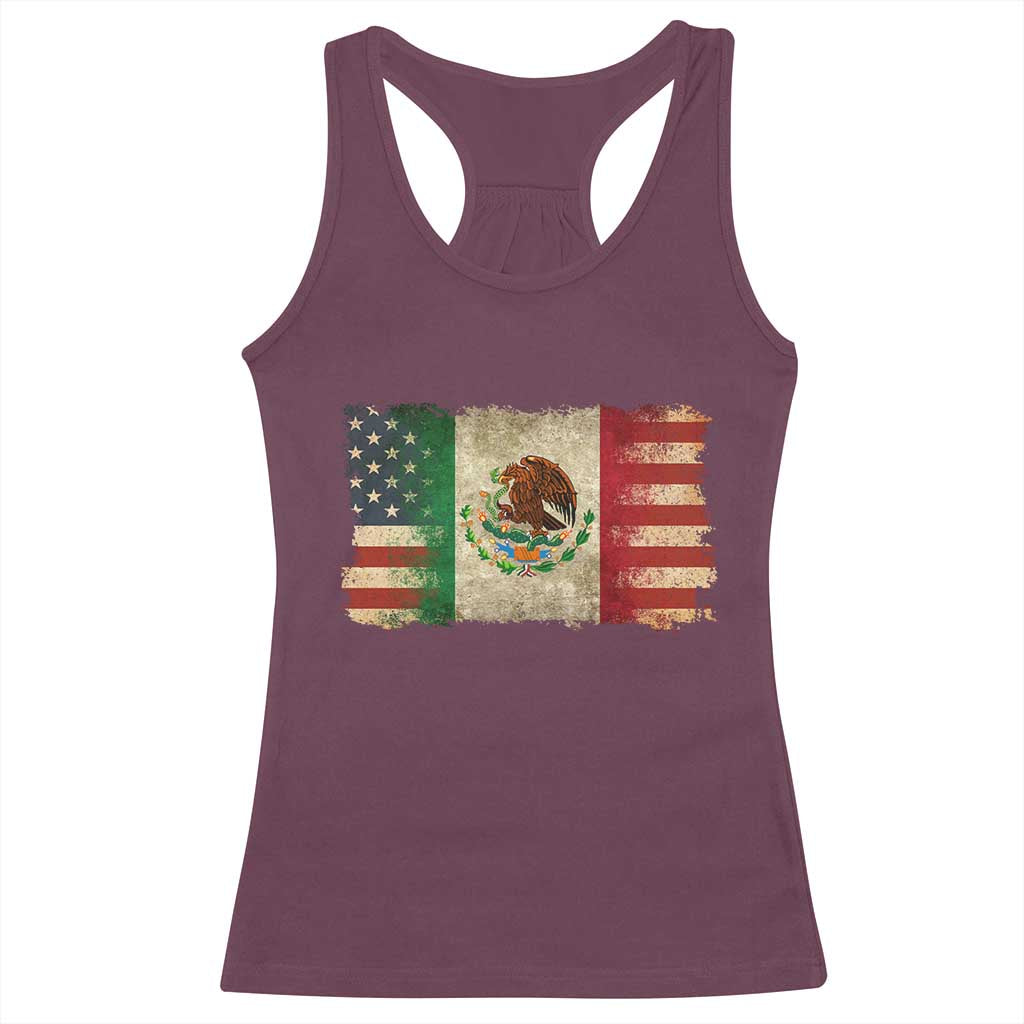 American Mexican Flag Racerback Tank Top Mexico Heritage Mexican Roots TS10 Maroon Print Your Wear