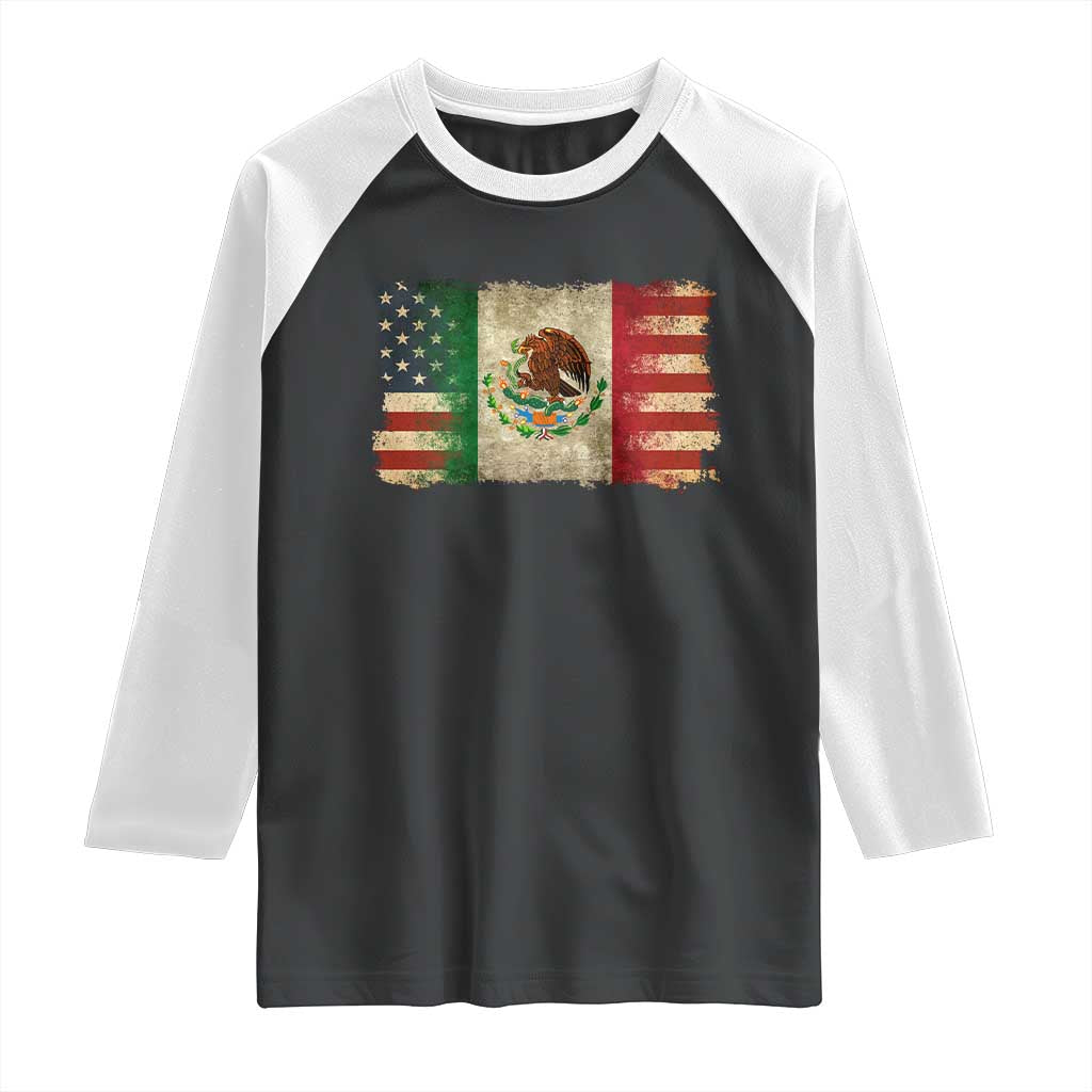 American Mexican Flag Raglan Shirt Mexico Heritage Mexican Roots TS10 Black White Print Your Wear