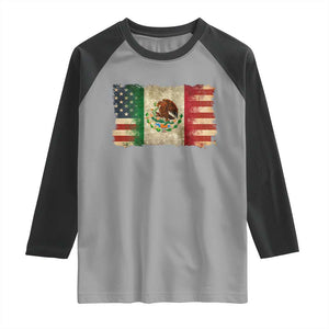 American Mexican Flag Raglan Shirt Mexico Heritage Mexican Roots TS10 Sport Gray Black Print Your Wear