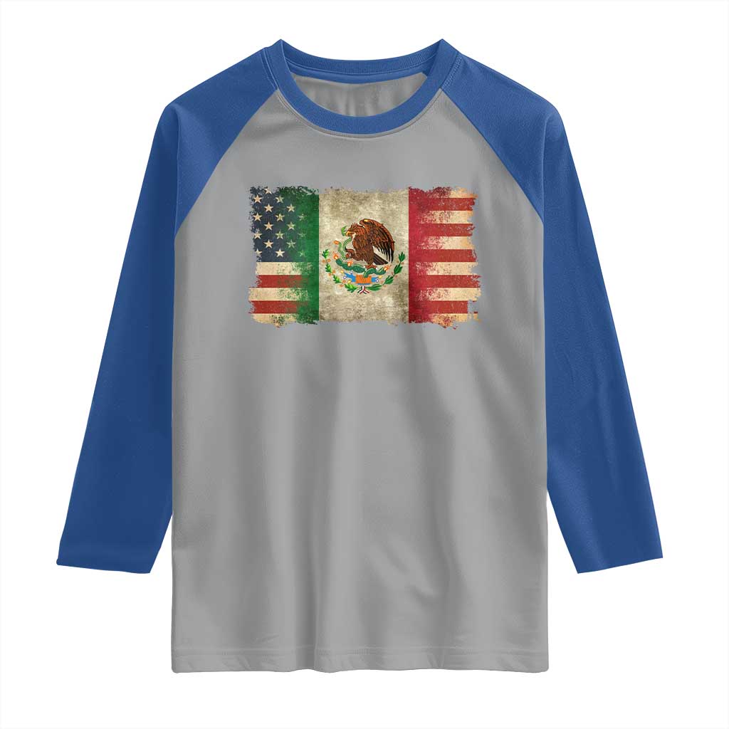 American Mexican Flag Raglan Shirt Mexico Heritage Mexican Roots TS10 Sport Gray Royal Print Your Wear
