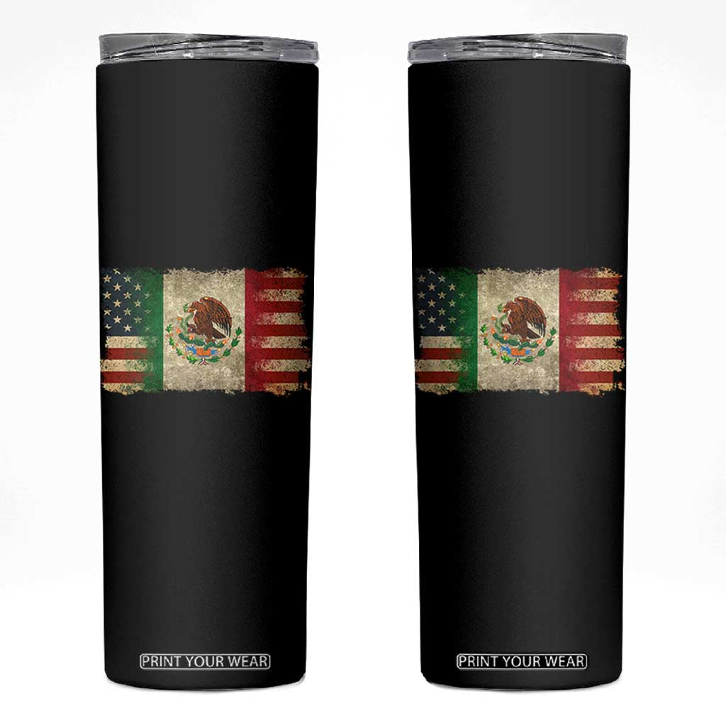 American Mexican Flag Skinny Tumbler Mexico Heritage Mexican Roots TS10 Black Print Your Wear