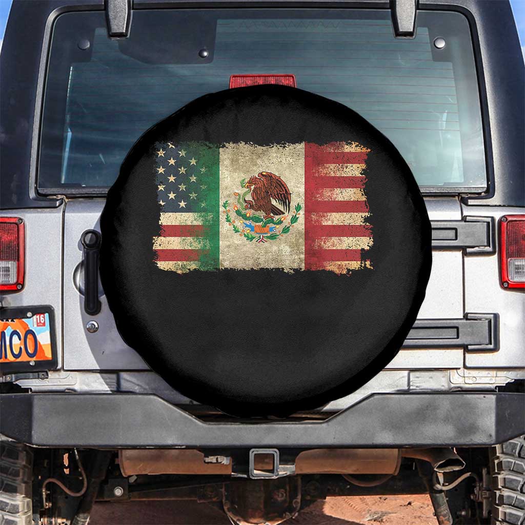 American Mexican Flag Spare Tire Cover Mexico Heritage Mexican Roots TS10 No hole Black Print Your Wear