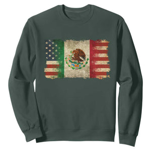 American Mexican Flag Sweatshirt Mexico Heritage Mexican Roots TS10 Dark Forest Green Print Your Wear