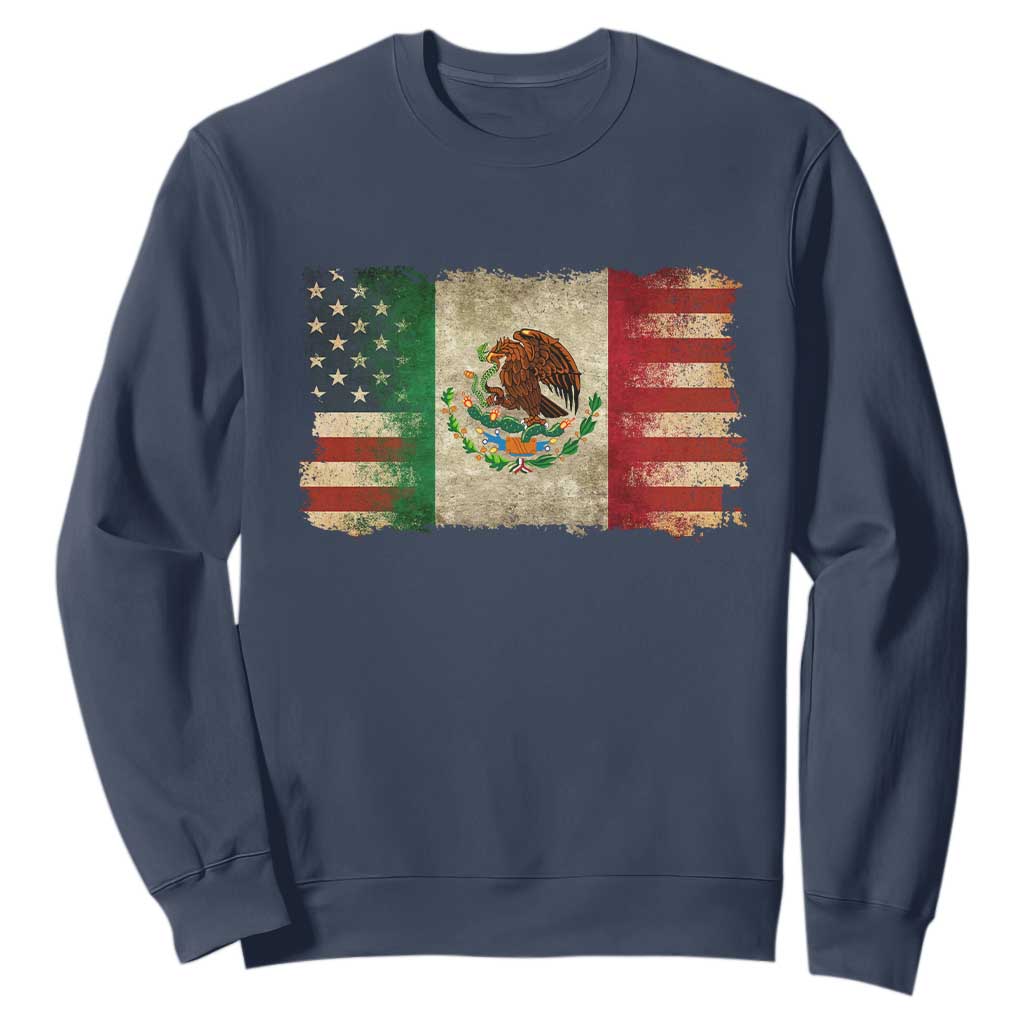 American Mexican Flag Sweatshirt Mexico Heritage Mexican Roots TS10 Navy Print Your Wear