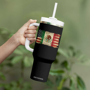 American Mexican Flag Tumbler With Handle Mexico Heritage Mexican Roots TS10 Print Your Wear