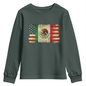 American Mexican Flag Youth Sweatshirt Mexico Heritage Mexican Roots TS10 Dark Forest Green Print Your Wear