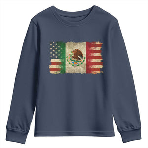American Mexican Flag Youth Sweatshirt Mexico Heritage Mexican Roots TS10 Navy Print Your Wear