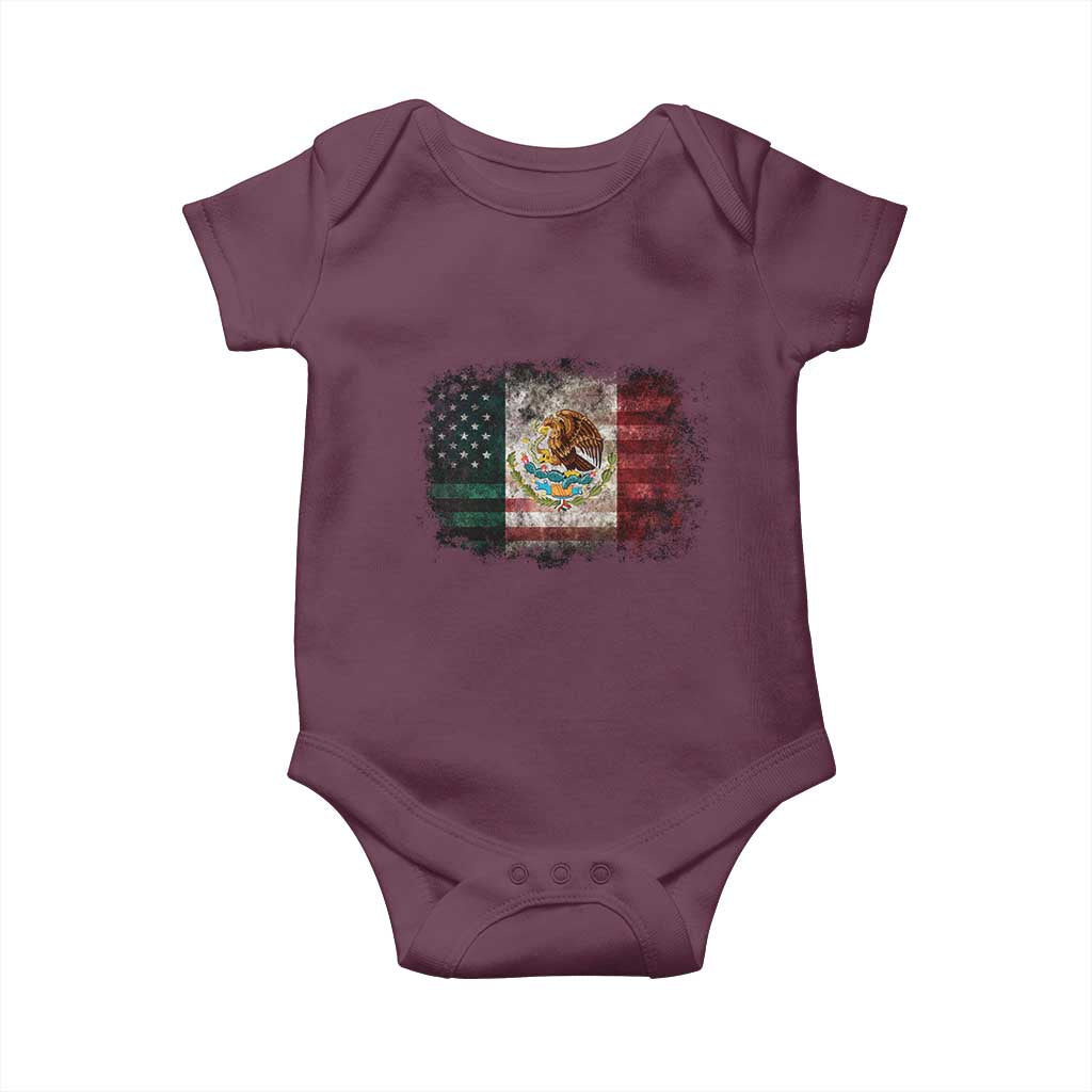 Vintage Mexican Flag Baby Onesie Eagle Mexico Heritage Mexican Roots TS10 Maroon Print Your Wear