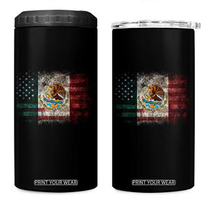 Vintage Mexican Flag 4 in 1 Can Cooler Tumbler Eagle Mexico Heritage Mexican Roots TS10 One Size: 16 oz Black Print Your Wear