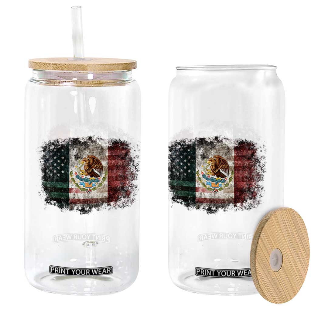 Vintage Mexican Flag Glass Can Eagle Mexico Heritage Mexican Roots TS10 Print Your Wear