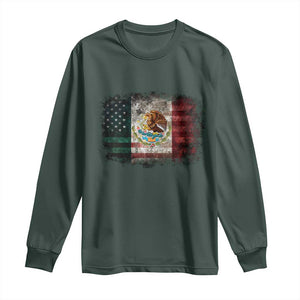 Vintage Mexican Flag Long Sleeve Shirt Eagle Mexico Heritage Mexican Roots TS10 Dark Forest Green Print Your Wear
